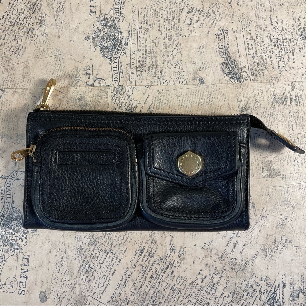 Marc by Marc Jacobs Black Pebbled Leather Wallet Bifold Designer Wallet